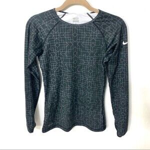 NIKE long sleeve womens dark grey/purple pro long sleeve top small